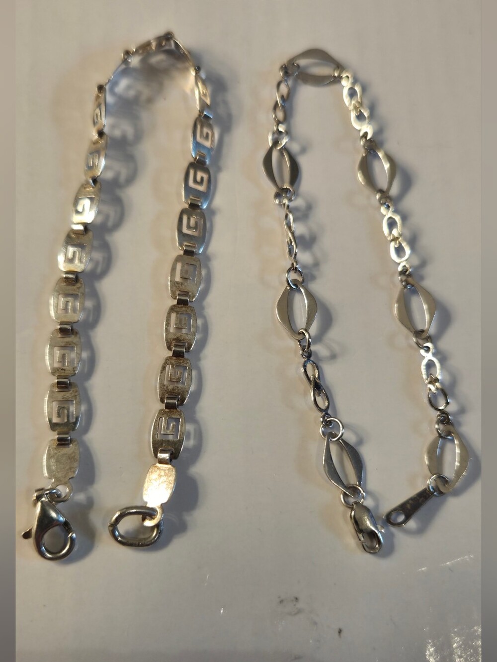 Sterling Silver Greek Key Link Bracelet - Silver